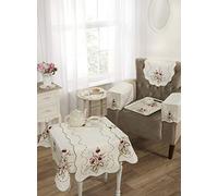 Emma Barclay Tulip Embroidered Table Cloth in Cream - 36x36 (91x91cm)