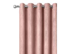 Emma Barclay Twilight - Embossed Velvet Woven Thermal Blackout Eyelet Curtains Blush Pink, Width 66 x Drop 54" (168 x 137cm)