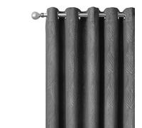 Emma Barclay Twilight Blackout Thermal Velvet Eyelet Curtains, Charcoal - 90 Wide X 90 Drop Inch Pair