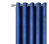 Emma Barclay Twilight Embossed Velvet Eyelet Curtains - Soft Heavyweight Ring Top Curtain Pair for Bedroom & Living Room (Navy, W 66" x L 90" (2 Panels), Window Curtain)