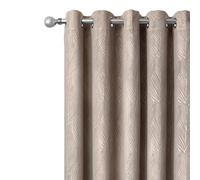 Emma Barclay Twilight Embossed Velvet Eyelet Curtains - Soft Heavyweight Ring Top Curtain Pair for Bedroom & Living Room (Stone, W 66" x L 54" (2 Panels), Window Curtain)
