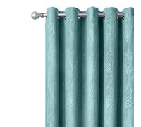 Emma Barclay Twilight Embossed Velvet Eyelet Curtains - Soft Heavyweight Ring Top Curtain Pair for Bedroom & Living Room (Duck Egg Blue, W 66" x L 84" (1 Panel), Door Curtain)