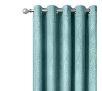 Emma Barclay Twilight Embossed Velvet Eyelet Curtains - Soft Heavyweight Ring Top Curtain Pair for Bedroom & Living Room (Duck Egg Blue, W 66" x L 84" (1 Panel), Door Curtain)