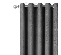 Emma Barclay Twilight Embossed Velvet Eyelet Curtains - Soft Heavyweight Ring Top Curtain Pair for Bedroom & Living Room (Charcoal, W 66" x L 54" (2 Panels), Window Curtain)