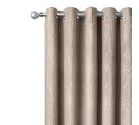 Emma Barclay Twilight Embossed Velvet Eyelet Curtains - Soft Heavyweight Ring Top Curtain Pair for Bedroom & Living Room (Stone, W 66" x L 54" (2 Panels), Window Curtain)