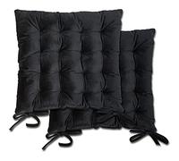 Emma Barclay Velvet Holland Luxury Seat Pad in Black - 16x16 (40x40cm)