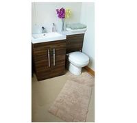 Emma Barclay Waves Pure Cotton Jacquard 2pc Bath set in Beige - Mat 50x80cm / Pedestal 50x40cm