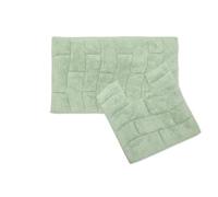 Emma Barclay Waves Pure Cotton Jacquard 2pc Bath set in Green - Mat 50x80cm / Pedestal 50x40cm