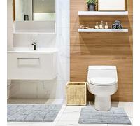 Emma Barclay Waves Pure Cotton Jacquard 2pc Bath set in Silver - Mat 50x80cm / Pedestal 50x40cm