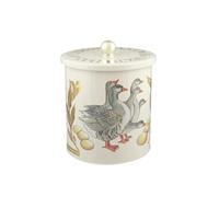 Emma Bridgewater 12 Days of Christmas Biscuit Barrel, 20.5 x 15.5 cm, Decorative Storage Container with Airtight Lid, Six Geese Design with Gold Accents