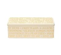 Emma Bridgewater 12 Days of Christmas Cracker Storage Tin, 24 x 8.2 x 10.2 cm, Gold and Cream, Decorative Metal Container