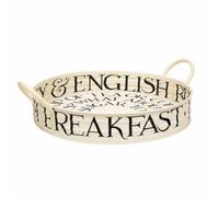 Emma Bridgewater Black Toast Large Circular Serving Tray with Handles Cream & Black Metal Breakfast Tea Coffee Serving Tray Kitchen Platter