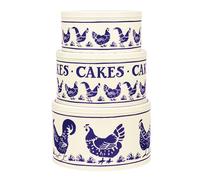 Emma Bridgewater - Blue Hens Set 3 Cake tins 250 (d) x 150mm 223 (d) x 120mm 195 (d) x 105mm