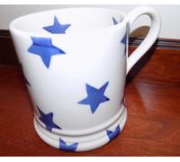 EMMA BRIDGEWATER BLUE STAR 1/2 PT MUG NEW, FIRST QUALITY