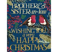 Woodmansterne Brother and Sister-in-Law Christmas Card - Robins on Pine Branches with Foil Embossed Finish - Emma Bridgewater Design - Eco-Friendly and Recyclable