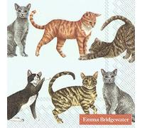 Emma Bridgewater Cats Light Blue Cocktail Napkins - 25 cm Square 20 3 ply Napkins in a Pack