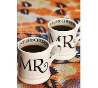 Emma Bridgewater Set of 2 Black Toast Mr & Mr Half Pint Mugs Black