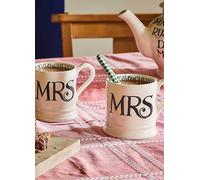 Emma Bridgewater Set of 2 Black Toast Mrs & Mrs Half Pint Mugs Black