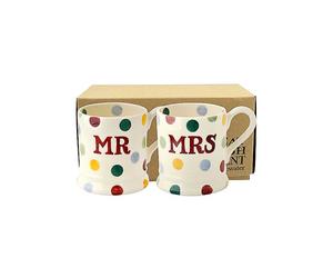 Emma Bridgewater Set of 2 Polka Dot Mr & Mrs Half Pint Mugs