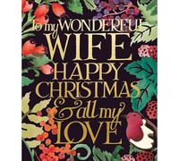 Woodmansterne Wonderful Wife Christmas Card - Robin and Winter Flowers with Foil Embossed Finish - Eco-Friendly and Recyclable