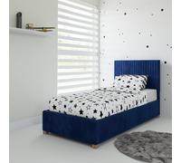 Emma Fabric Ottoman Single Bed Rest Relax Blue Single