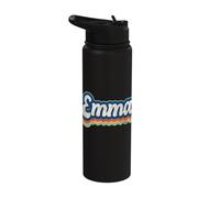Emma First Name Girl Vintage Style 70s 80s Personalized Stainless Steel Insulated Water Bottle