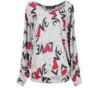 Emma & Giovanni - Baggy Jumpers/Top Oversize Withe Print - Women (Grey, M-L)