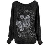 Emma & Giovanni - T-Shirt/Top Print Loose Fit - Women (L-XL, Sleeve - Black)