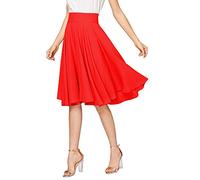Emma & Giovanni - Women's A-Line Midi Skirt - Made in Italy (Size 8 to16) (Red, UK 6/8 (Manufactuer Size M))