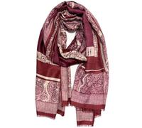 Emma & Giovanni - Women's Lightweight Printed Cotton Blend Scarf, 1443-Red, 180 cm x 85 cm
