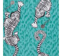Emma J Shipley Animalia Tigris Teal W0105/05 Wallpaper