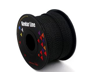emma kites 100% Black Braided Kevlar Cord 100Ft 200Lb High Strength Flame Resistant for Fishing Backpacking Survival Model Rocket Wind Chime Outdoor Utility Cord