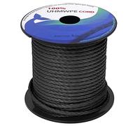 emma kites 100% UHMWPE Braided Cord Heavy Duty Abrasion Resist. Low Stretch Utility Cord for Kites Surfing Whoopie Rigging Spearfishing Kayak Survival Repair, Black 7/64"(Dia.) 1600Lb 30Ft Spool