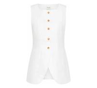 Emma Linen Sleeveless Jacket Ivory XS