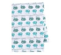 emma & noah Baby Swaddle Blanket, Silky Soft and Soothing Swaddle Cloths for Restless Newborns and Babies, 120 cm x 120 cm, 100% Cotton, Colour: Whale Blue, Ideal as Muslin Swaddle Blankets