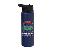 Emma Santa's Little Helper Funny Emma Christmas Name Stainless Steel Insulated Water Bottle