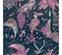 Emma Shipley Clarke & Clarke Audubon Wallpaper Jungle Birds Pink Lilac Navy