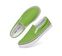 Emma Shoes Low-Top Slip Ons Women's Fashion Sneakers Casual Canvas Sneakers for Women Comfortable Flats Breathable Padded Insole Slip on Sneakers Women Low Slip on Shoes, Light Green, 5.5 UK