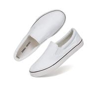 Emma Shoes Slip On Perforated Sneakers for Stylish Women, Casual Fashion Comfortable Flat Loafers for Walking, Thick Sole, Round Toe Comfy Soda Sneaker, White, 4 UK