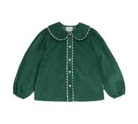 Emma Velvet blouse with Claudine collar Green