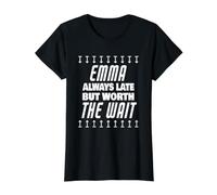 Emma Worth The Wait Funny Name Emma Saying Value Graphic T-Shirt, Women, Black, XS