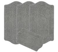 emmahome 4pcs Mats/Rugs Set ROMANY GYPSY MOBILE CARAVAN NON SLIP WASHABLE, 11mm Tourier Multicolour, 67x120cm (Leafy-Grey/L.Grey)