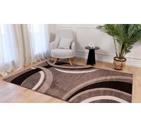 emmahome Area Rug with Cotton Backing, Large Living Room Carpet, Hallway Runner Frieze Artemis (1285-Brown/Beige, 80 x 150 cm (Rectangular))