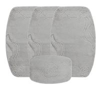 emmahome LARGE ROMANY GYPSY WASHABLE 4PCS MAT/RUG SET, CARAVAN/MOBILE HOME LARGE SIZES, 100X140CM, ULTRA SOFT MICROFIBRE YARN, Zenga (Grey)