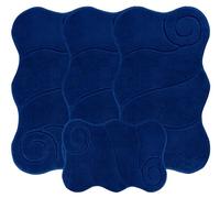 emmahome LARGE ROMANY GYPSY WASHABLE 4PCS MAT/RUG SET, CARAVAN/MOBILE HOME LARGE SIZES, 100X140CM, ULTRA SOFT MICROFIBRE YARN, FLOPPY (Navy)