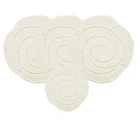 EMMAHOME ROMANY GYPSY CARAVAN MICROFIBER WASHABLE MATS 4pcs SET, 100x100cm - 18mm THICKNESS, Flower Bloom (Cream)