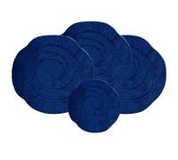 emmahome ROMANY GYPSY CARAVAN MICROFIBER WASHABLE MATS 4pcs SET, 100x100cm - 18mm THICKNESS, Flower Bloom (Navy)
