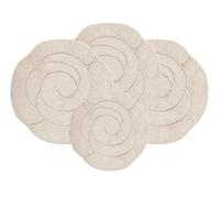 emmahome ROMANY GYPSY CARAVAN MICROFIBER WASHABLE MATS 4pcs SET, 100x100cm - 18mm THICKNESS, Flower Bloom (Beige)