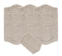 emmahome Romany Gypsy Washable 4pcs Mat/Rug Set, Caravan/Mobile Home Medium, Ultra Soft Microfiber Yarn, LEAFY, 25mm Thickness High Pile, 75x125cm (Beige)