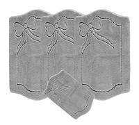 emmahome Romany Gypsy Washable 4pcs Mat/Rug Set, Caravan/Mobile Home Medium, Ultra Soft Microfiber Yarn, LEAFY, 25mm Thickness High Pile, 75x125cm (Grey)